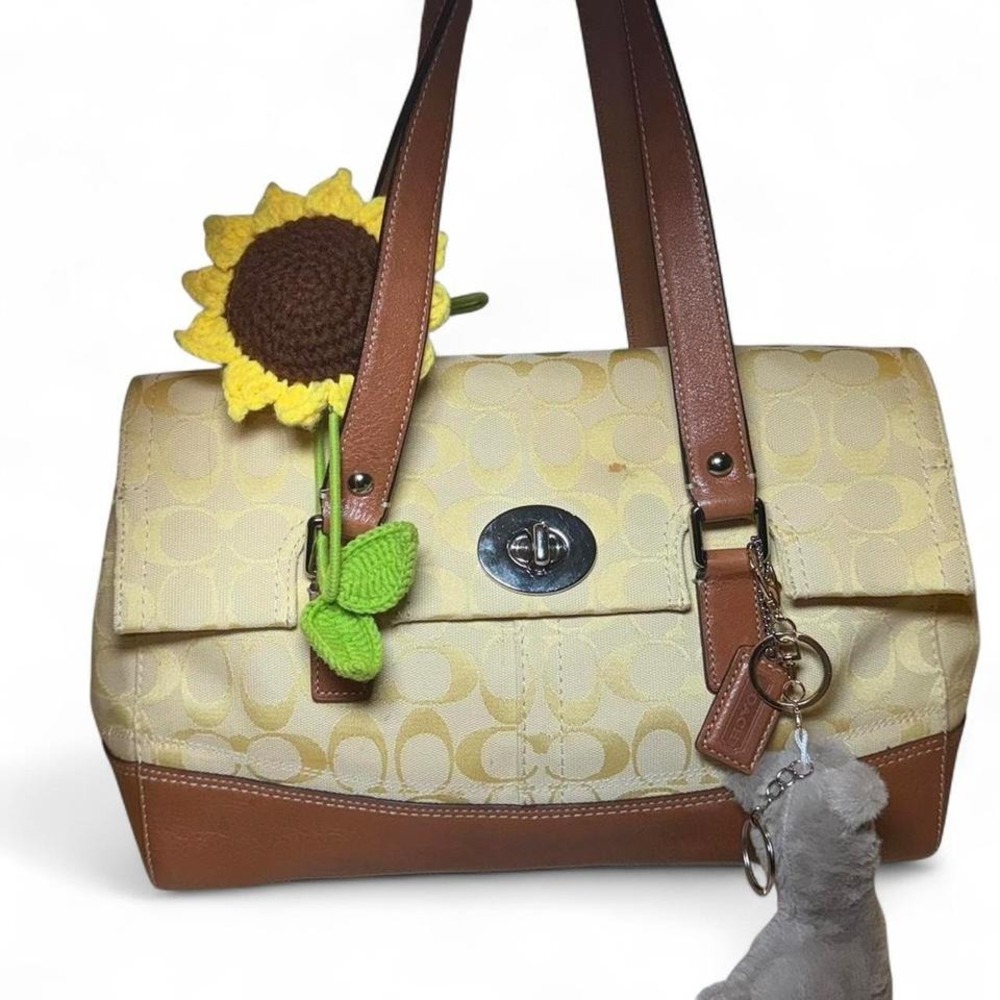 vintage coach yellow signature hamptons shoulder bag y2k